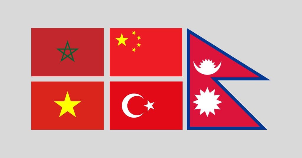 Red Flag With Star +5 County Flags